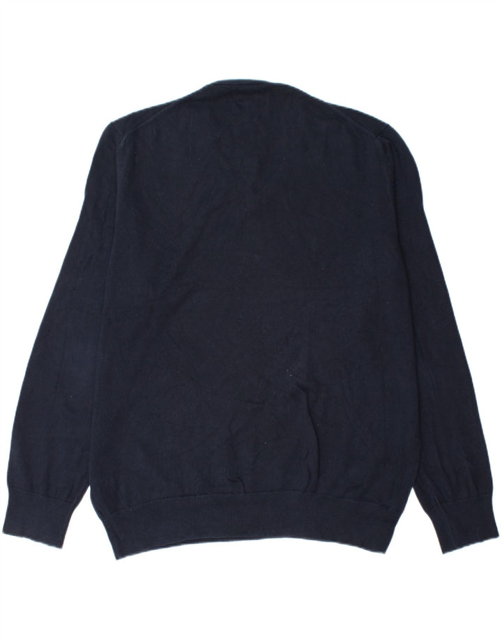 Marks & Spencer Mens V-Neck Jumper Sweater XL Navy Blue Cotton