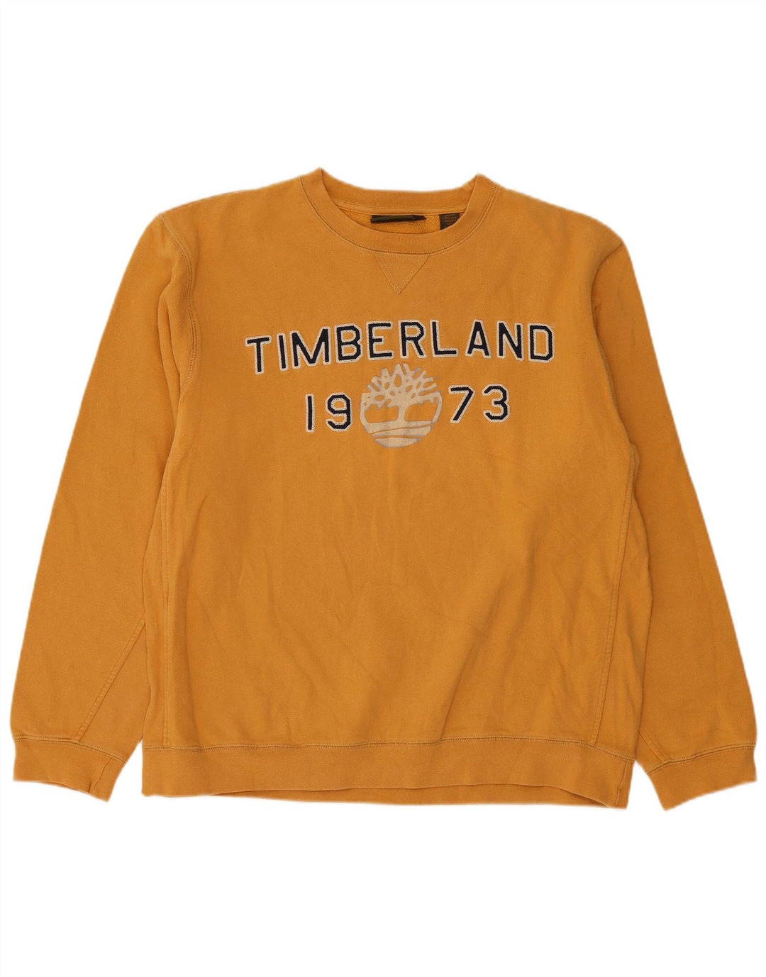 Timberland Mens Graphic Sweatshirt Jumper Large Yellow Cotton
