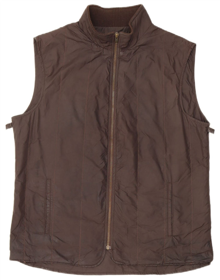 Massimo Dutti Mens Liner Gilet UK 42 XL Brown Polyester