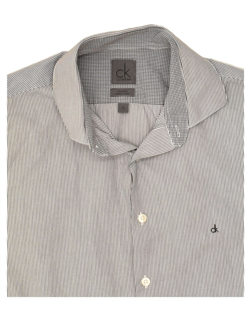 CALVIN KLEIN Mens Slim Fit Shirt Size 41 16 Large Grey Pinstripe Cotton | Vintage Calvin Klein | Thrift | Second-Hand Calvin Klein | Used Clothing | Messina Hembry 