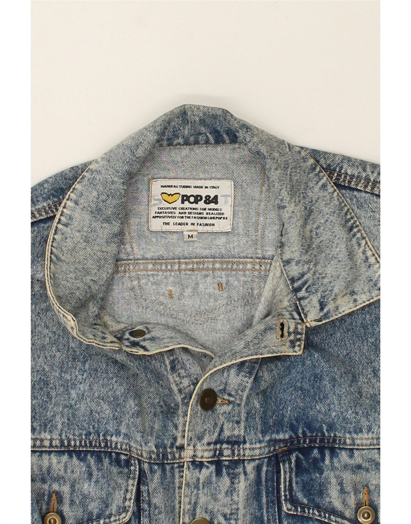 POP 84 Mens Denim Jacket UK 38 Medium Blue Cotton | Vintage POP 84 | Thrift | Second-Hand POP 84 | Used Clothing | Messina Hembry 