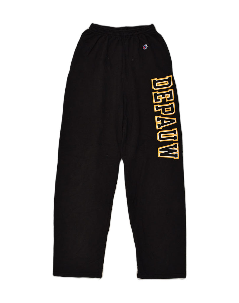 CHAMPION Mens Graphic Tracksuit Trousers Small Black Cotton | Vintage Champion | Thrift | Second-Hand Champion | Used Clothing | Messina Hembry 