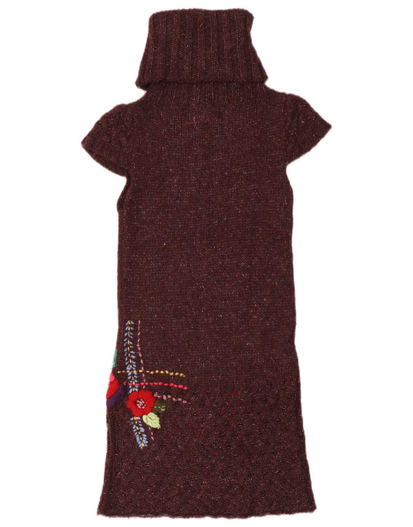 Desigual Womens Graphic Jumper Dress UK 8 Small Burgundy Floral