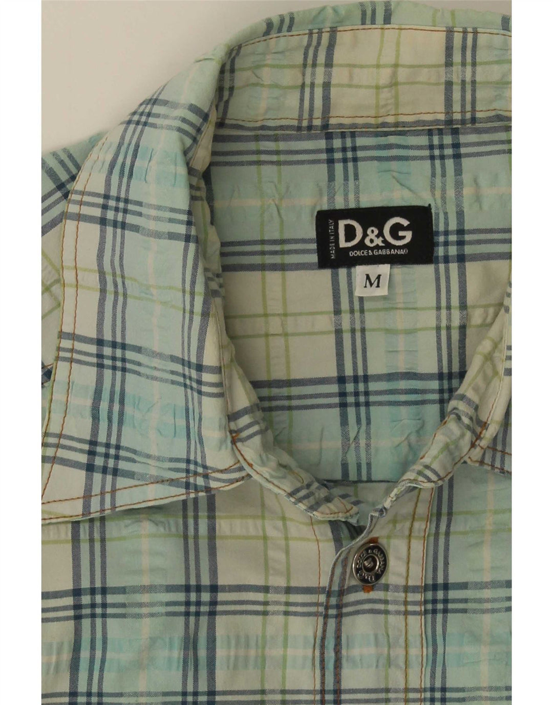 Dolce & Gabbana Mens Short Sleeve Shirt Medium Blue Check