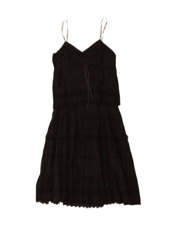 Calvin Klein Jeans Womens Sleeveless A-Line Dress UK 12 Medium Black Cotton