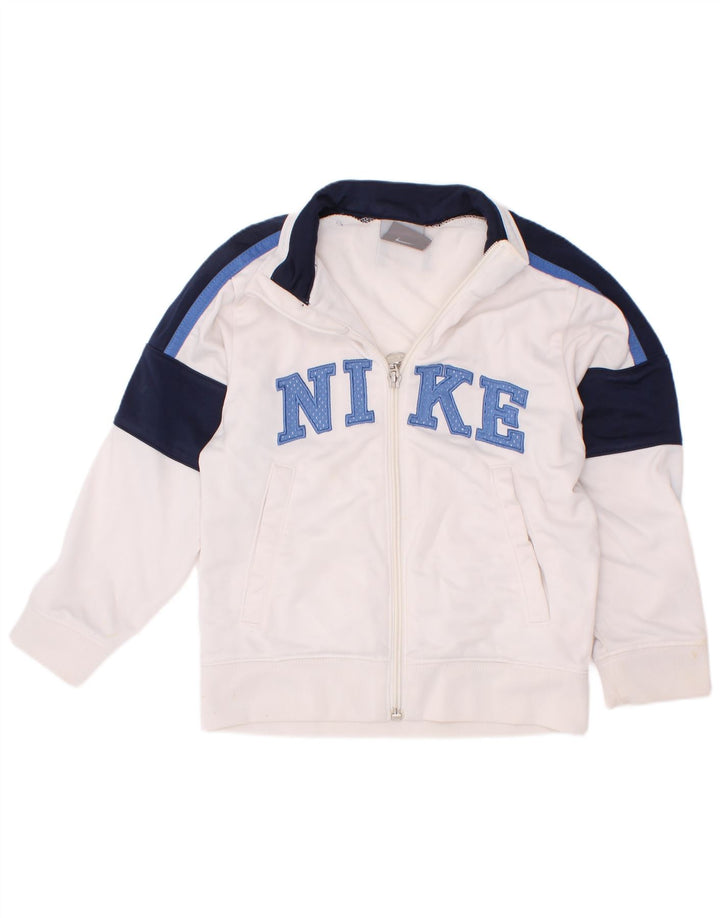 Nike Boys Graphic Tracksuit Top Jacket 4-5 Years Small White Colourblock