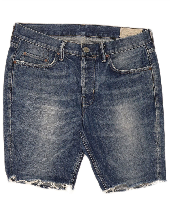 All Saints Womens 607 Denim Shorts W34 Large Blue Cotton