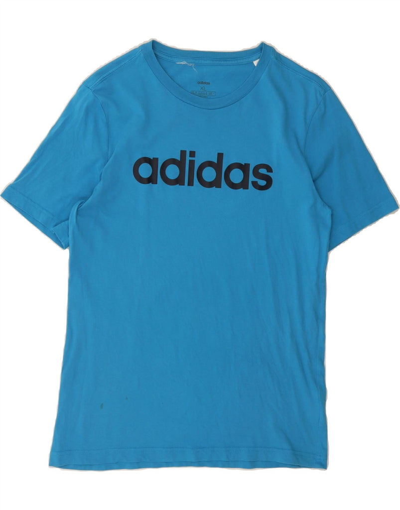 ADIDAS Boys Graphic T-Shirt Top 15-16 Years XL Blue Cotton Vintage Adidas and Second-Hand Adidas from Messina Hembry 