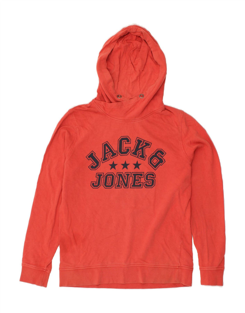 JACK & JONES Mens Graphic Hoodie Jumper Medium Red Cotton | Vintage Jack & Jones | Thrift | Second-Hand Jack & Jones | Used Clothing | Messina Hembry 