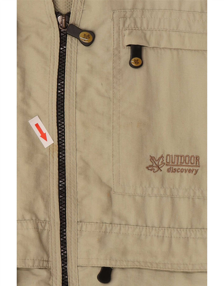 Vintage Mens Utility Gilet UK 40/42 Medium Beige Polyester