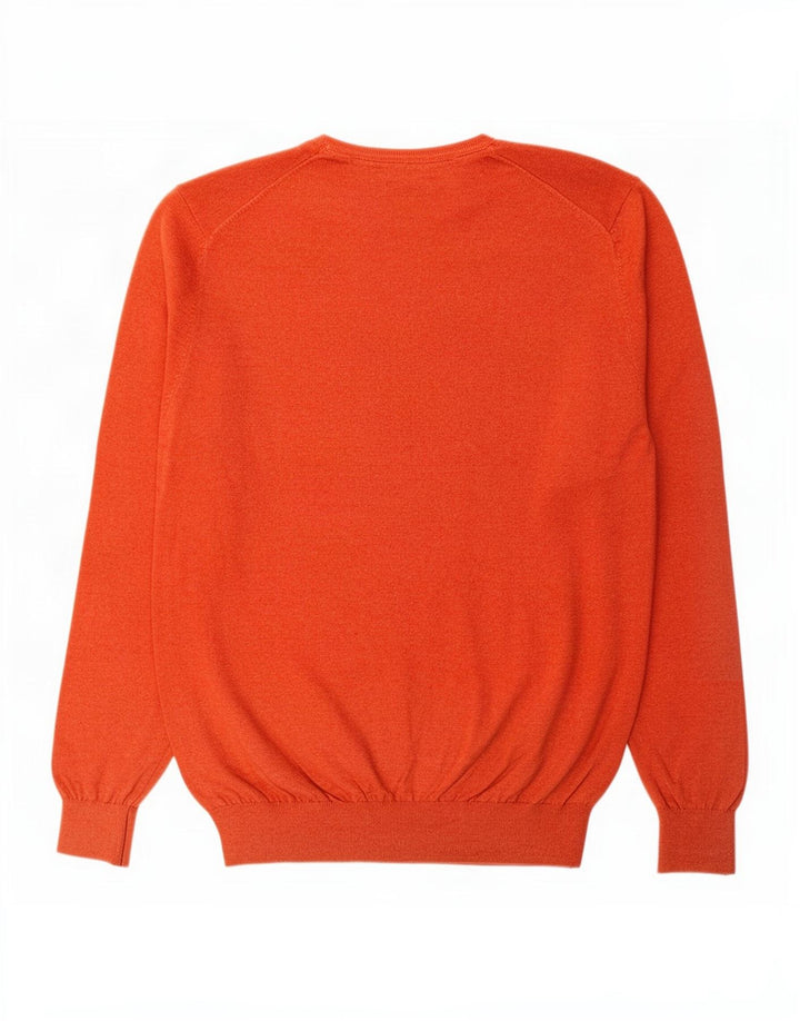 Massimo Dutti Mens V-Neck Jumper Sweater Large Red Cotton