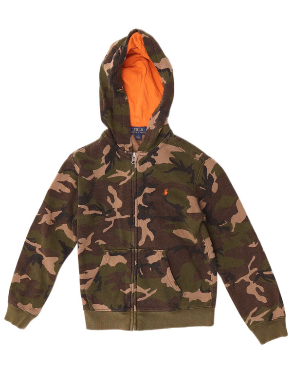 Polo Ralph Lauren Boys Zip Hoodie Sweater 6-7 Years Green Camouflage Cotton