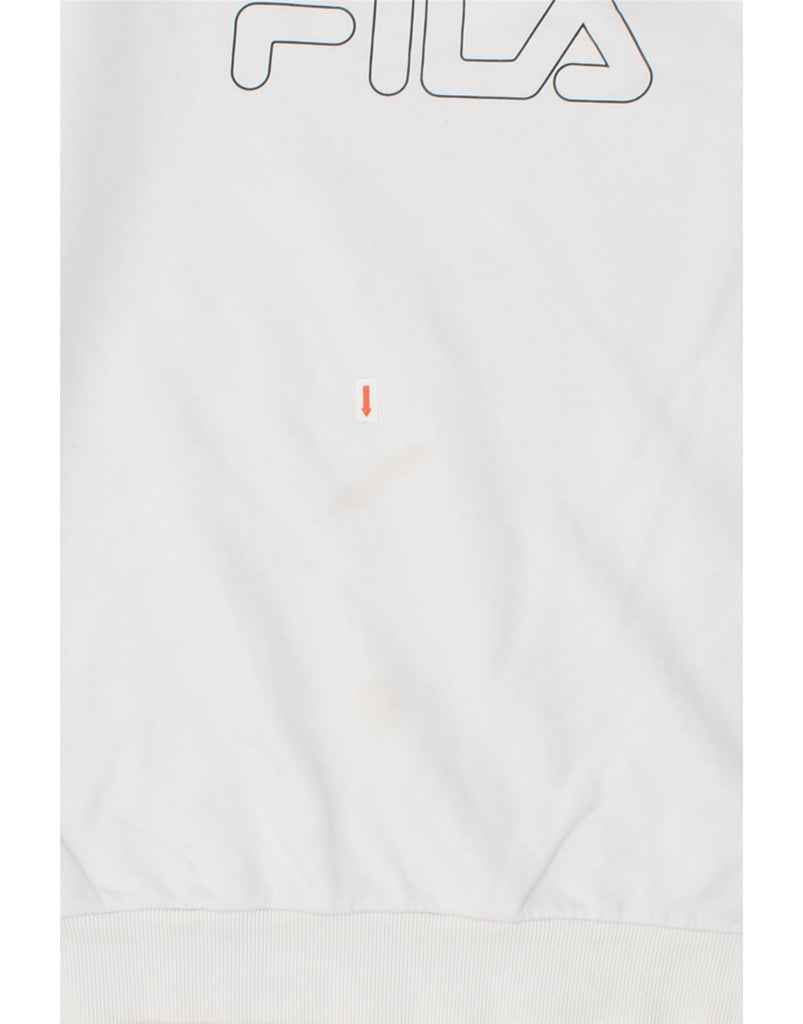 FILA Mens Graphic Sweatshirt Jumper Medium White Cotton | Vintage Fila | Thrift | Second-Hand Fila | Used Clothing | Messina Hembry 