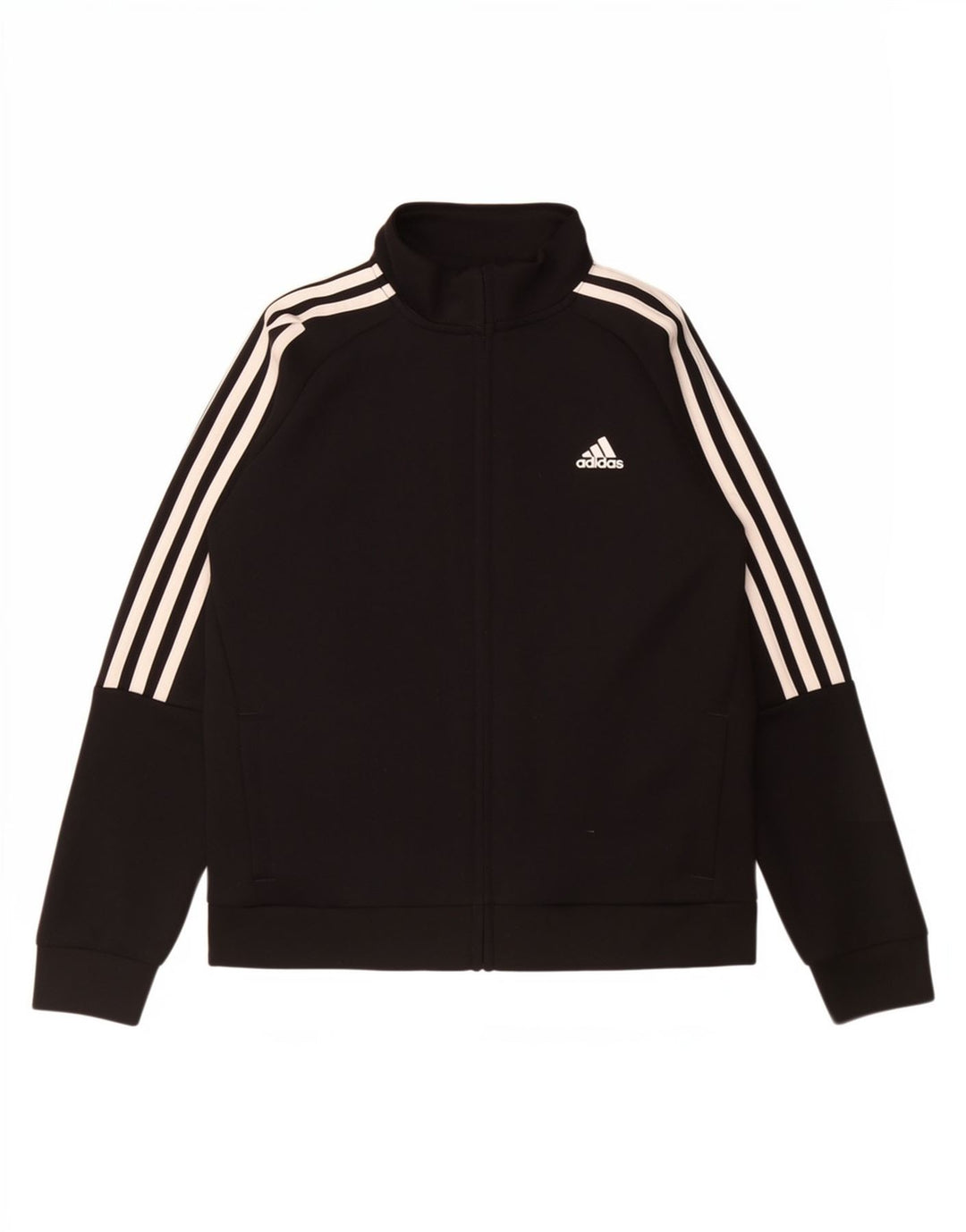 Adidas Boys Tracksuit Top Jacket 9-10 Years Black Polyester