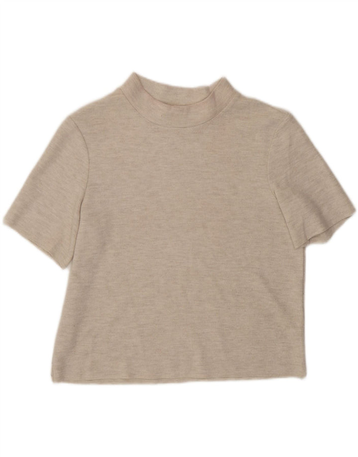 Zara Womens T-Shirt Top UK 14 Medium Beige Flecked