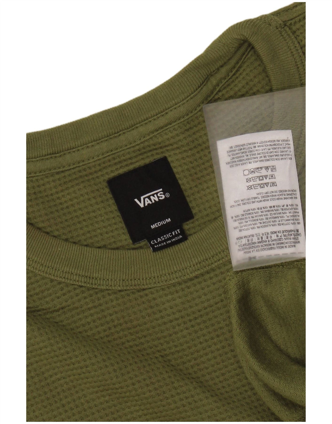 VANS Mens Classic Fit Top Long Sleeve Medium Khaki Cotton