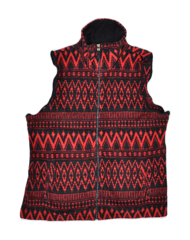 CHAPS Womens Fleece Gilet UK 18 XL Red Fair Isle Polyester | Vintage | Thrift | Second-Hand | Used Clothing | Messina Hembry 