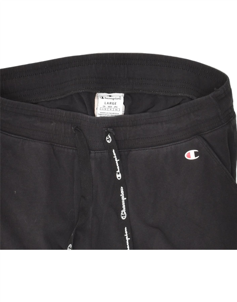 CHAMPION Womens Sport Shorts UK 14 Large Black Cotton | Vintage Champion | Thrift | Second-Hand Champion | Used Clothing | Messina Hembry 