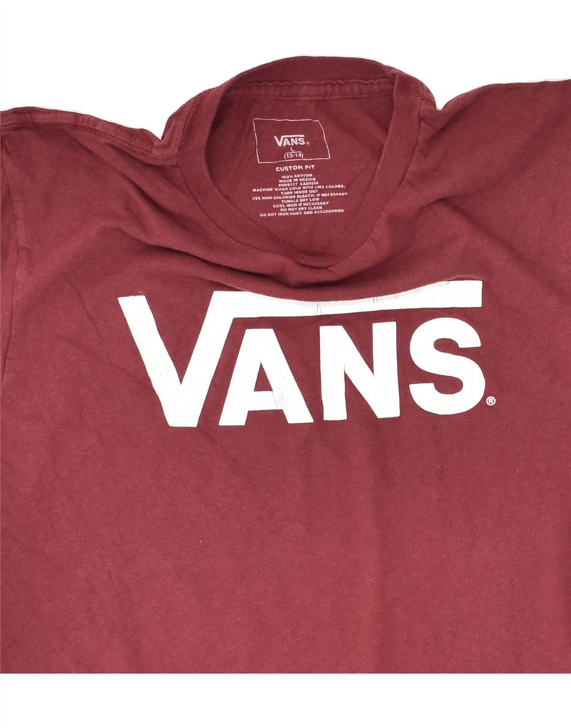 VANS Boys Custom Fit Graphic T-Shirt Top 12-13 Years Large  Maroon Cotton | Vintage Vans | Thrift | Second-Hand Vans | Used Clothing | Messina Hembry 