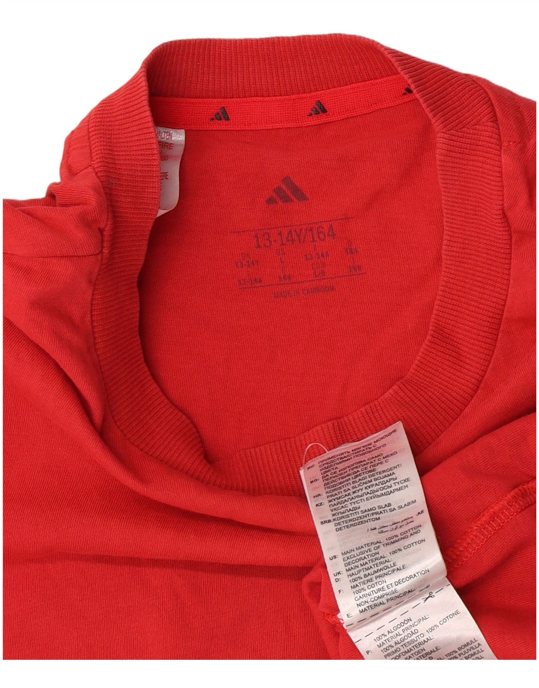 Adidas Boys T-Shirt Top 13-14 Years Red Cotton