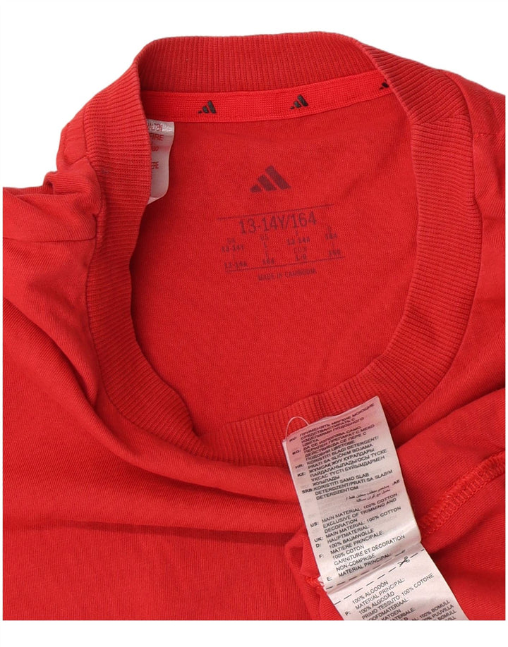 Adidas Boys T-Shirt Top 13-14 Years Red Cotton