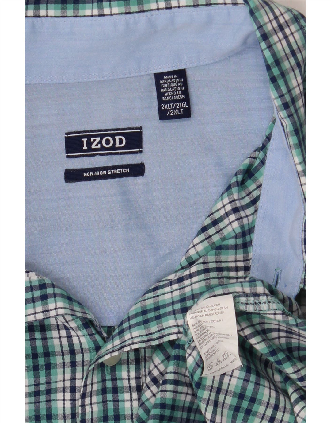 IZOD Mens Big & Tall Shirt 2XL Green Check Cotton Vintage Izod and Second-Hand Izod from Messina Hembry 