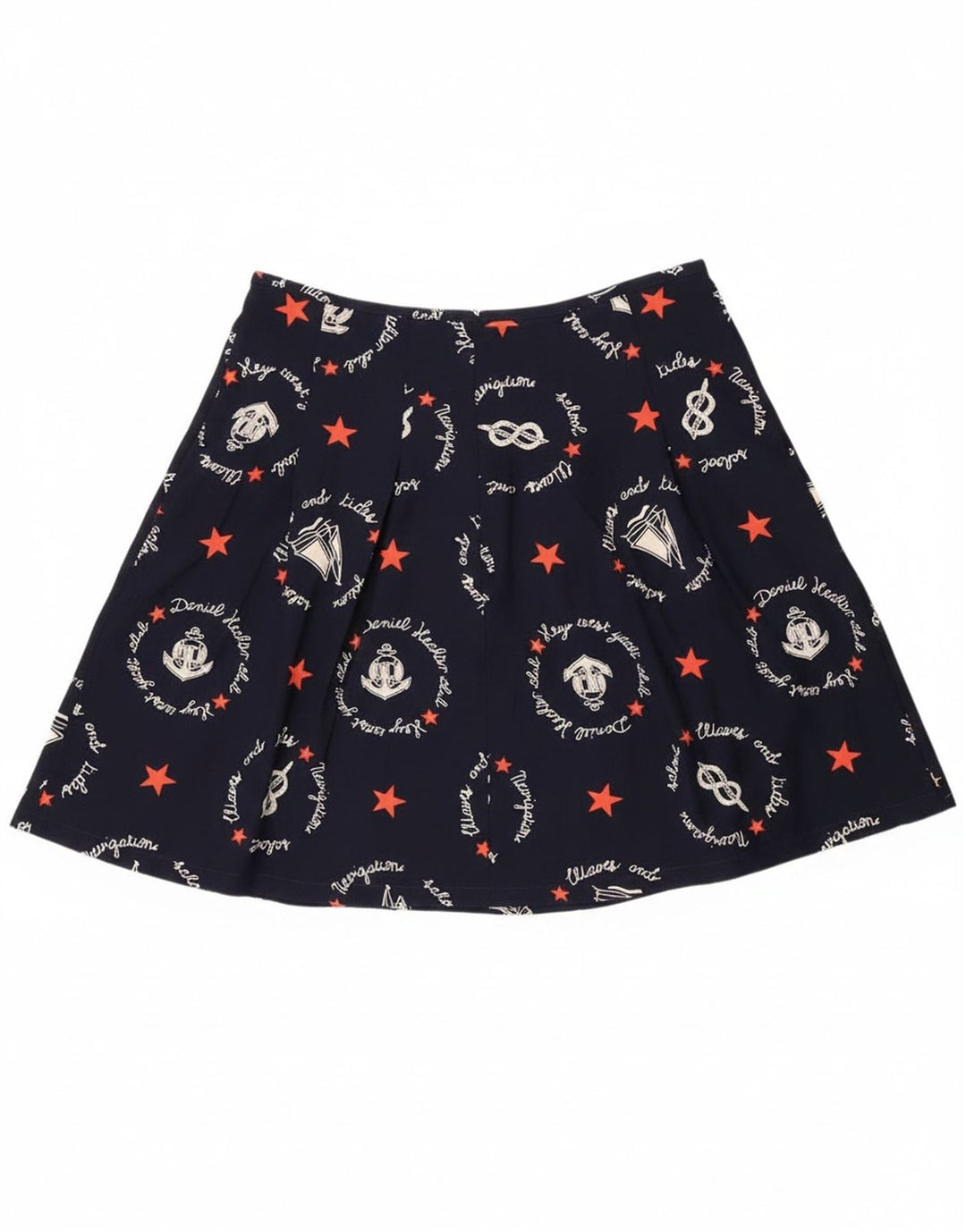 Vintage Womens Graphic A-Line Skirt W30 Medium Navy Blue Geometric