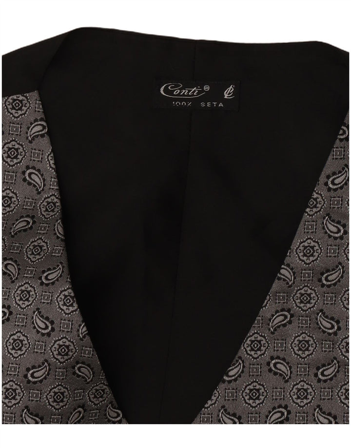 Vintage Mens Waistcoat Small Grey Paisley Silk