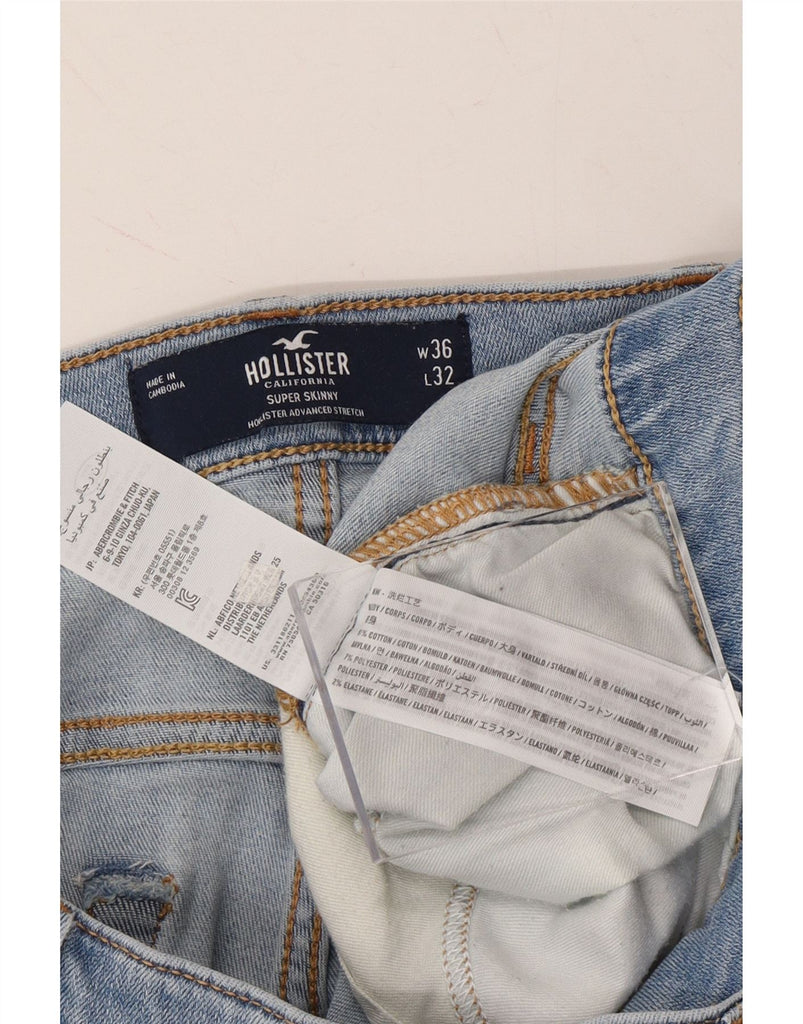 HOLLISTER Mens Distressed Super Skinny Jeans W36 L32 Blue Cotton Vintage Hollister and Second-Hand Hollister from Messina Hembry 