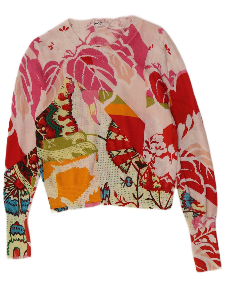 Desigual Womens Graphic Crew Neck Jumper Sweater UK 12 Medium Multicoloured