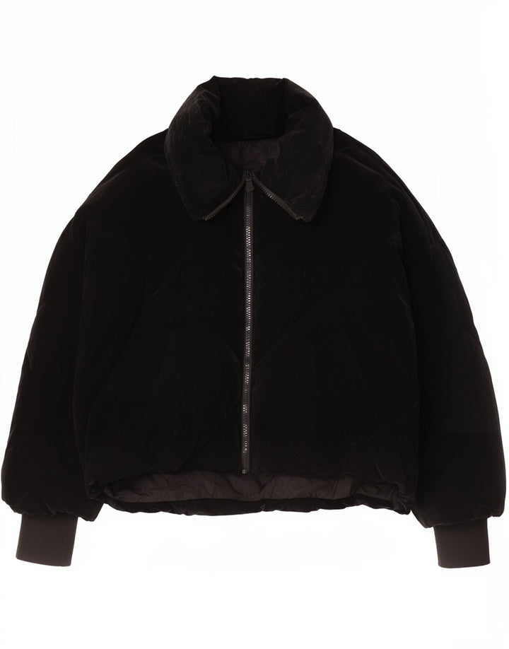 Zara Womens Oversized Padded Jacket UK 10 Small Black Polyurethane