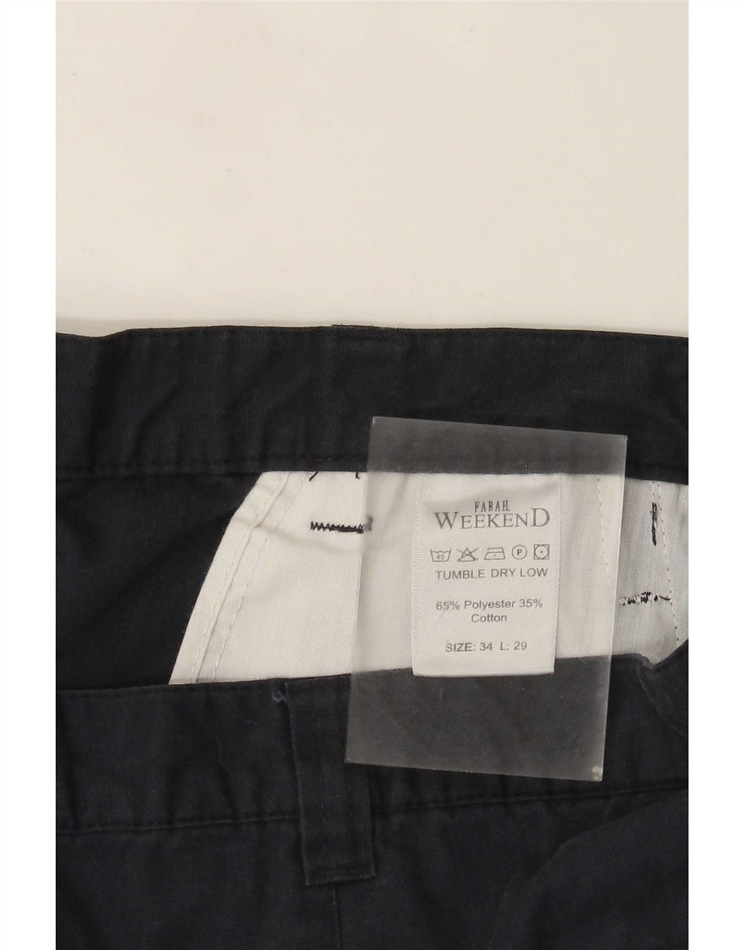 Farah Mens Weekend Straight Chino Trousers W34 L29 Navy Blue Polyester