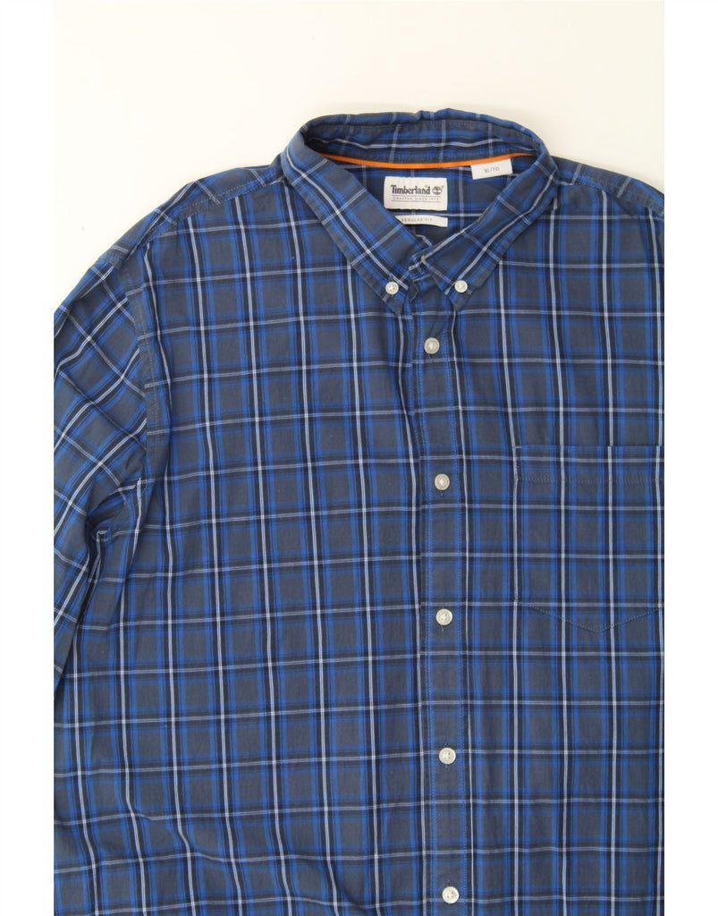 TIMBERLAND Mens Regular Fit Shirt XL Navy Blue Check Vintage Timberland and Second-Hand Timberland from Messina Hembry 