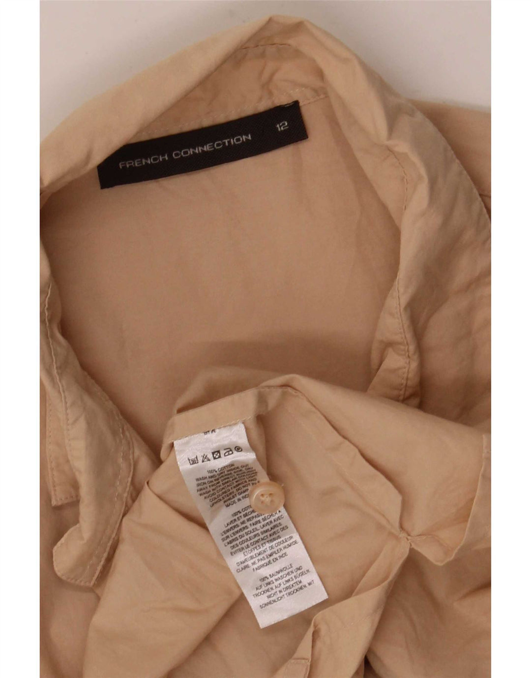 French Connection Womens 3/4 Sleeve Pullover Shirt UK 12 Medium Beige