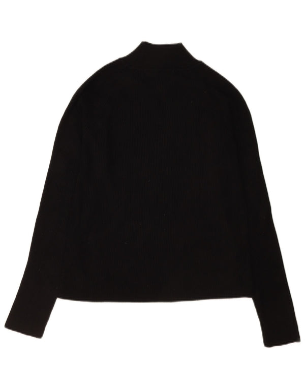 Zara Womens Crop Top Long Sleeve UK 14 Large Black Viscose