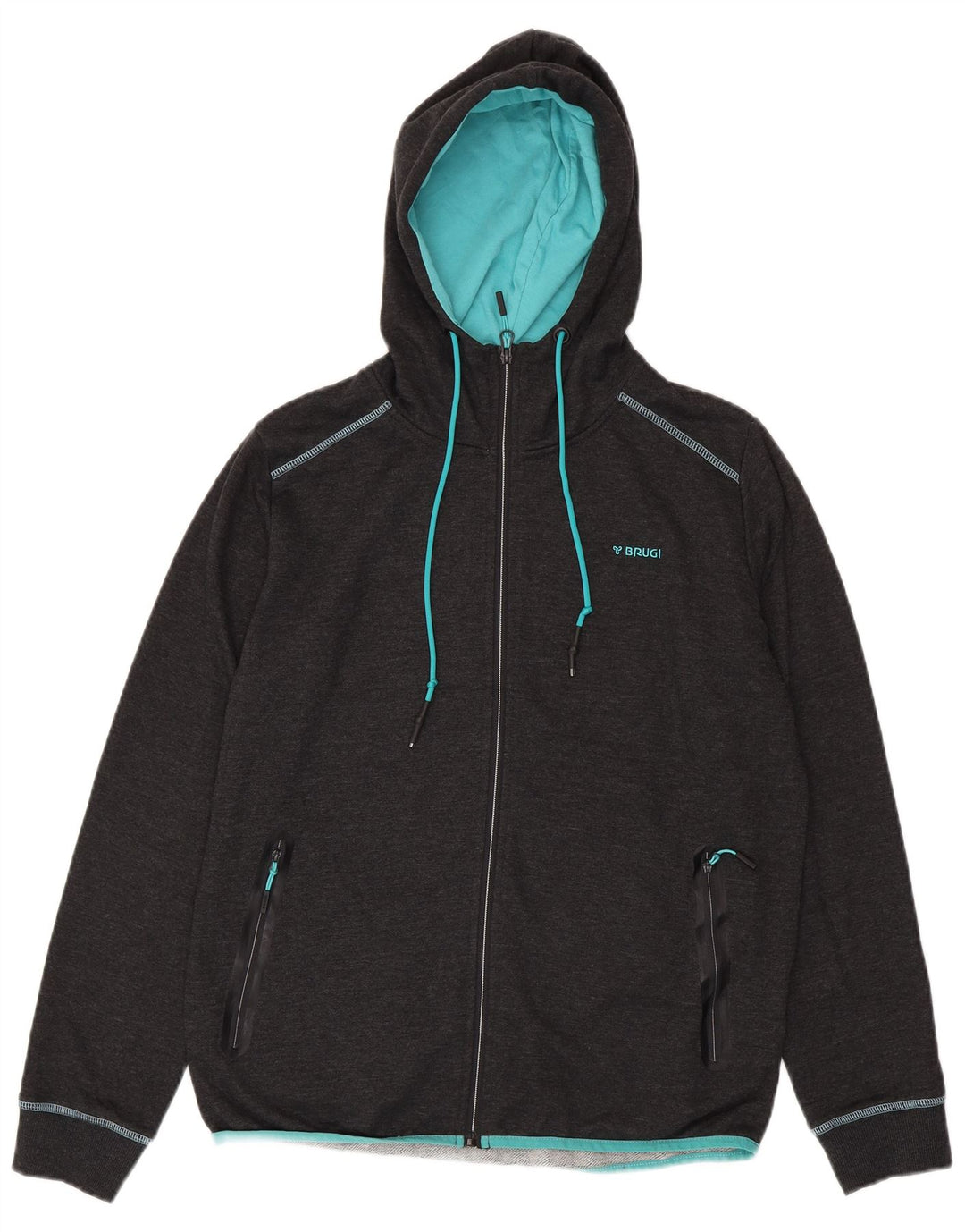 BRUGI Womens Zip Hoodie Sweater UK 18 XL Grey