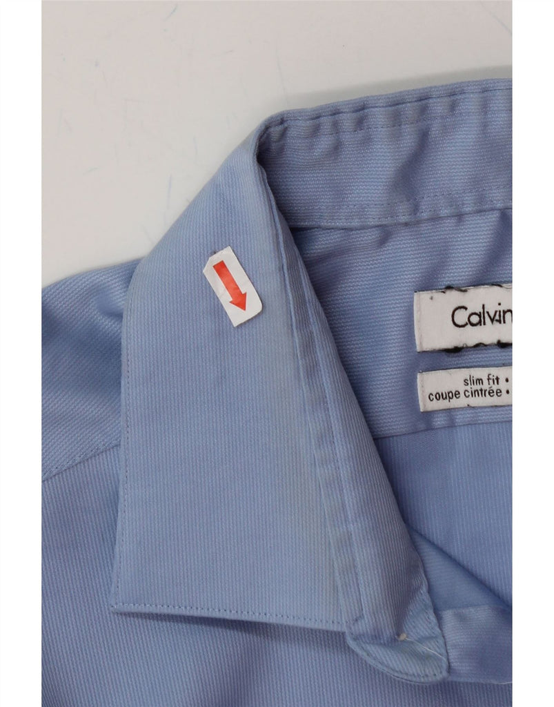 CALVIN KLEIN Mens Slim Fit Shirt Size 16 1/2 Large Blue Cotton Vintage Calvin Klein and Second-Hand Calvin Klein from Messina Hembry 