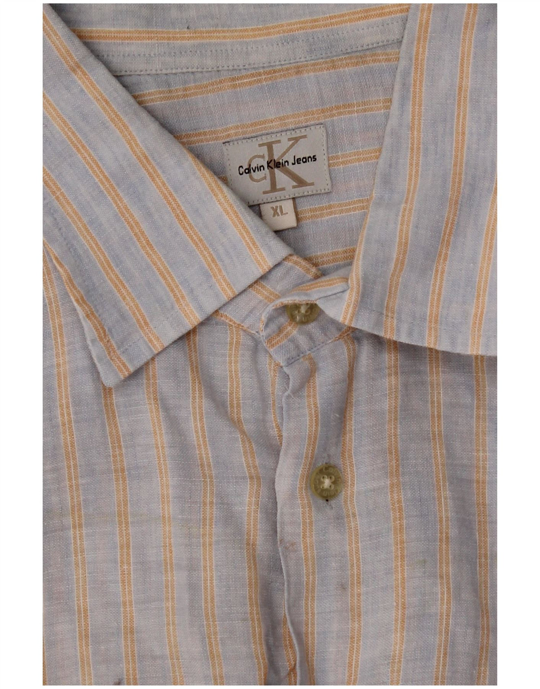 Calvin Klein Jeans Mens Short Sleeve Shirt XL Grey Striped