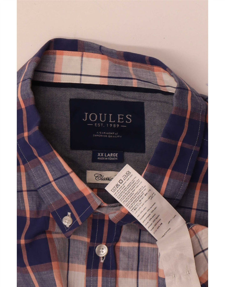 Joules Mens Short Sleeve Classic Fit Shirt 2XL Blue Check Cotton