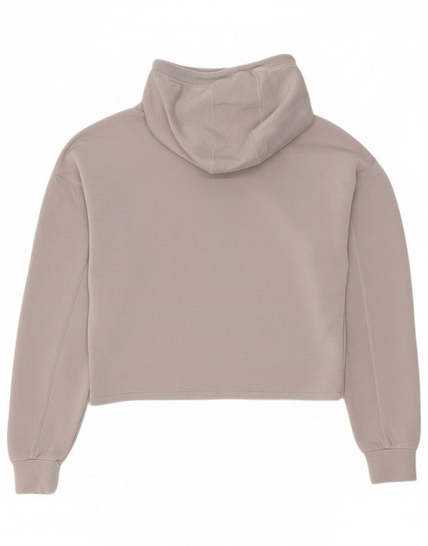 Guess Womens Oversized Crop Graphic Hoodie Jumper UK 6 XS Grey