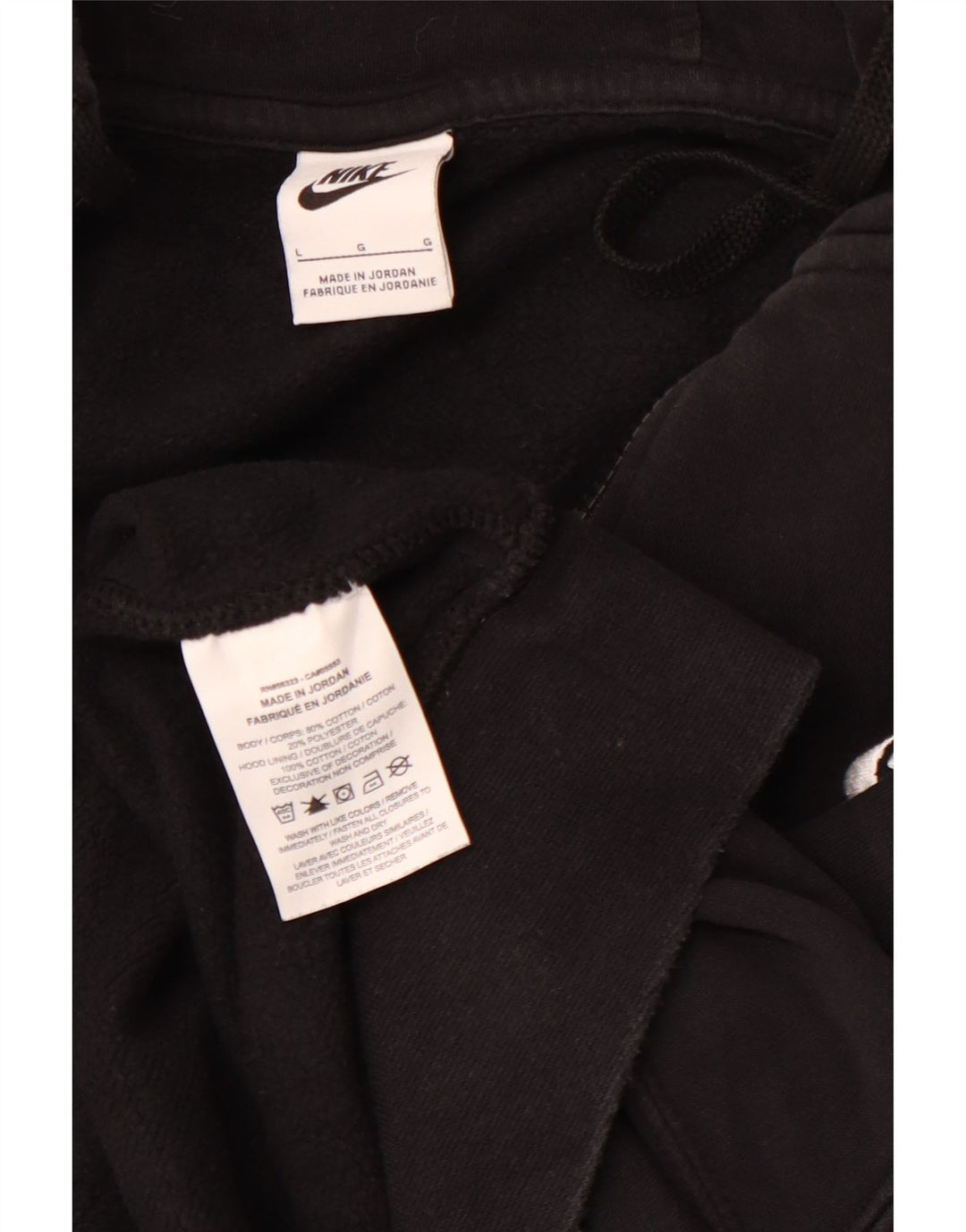 NIKE Mens Zip Hoodie Sweater Large Black Cotton