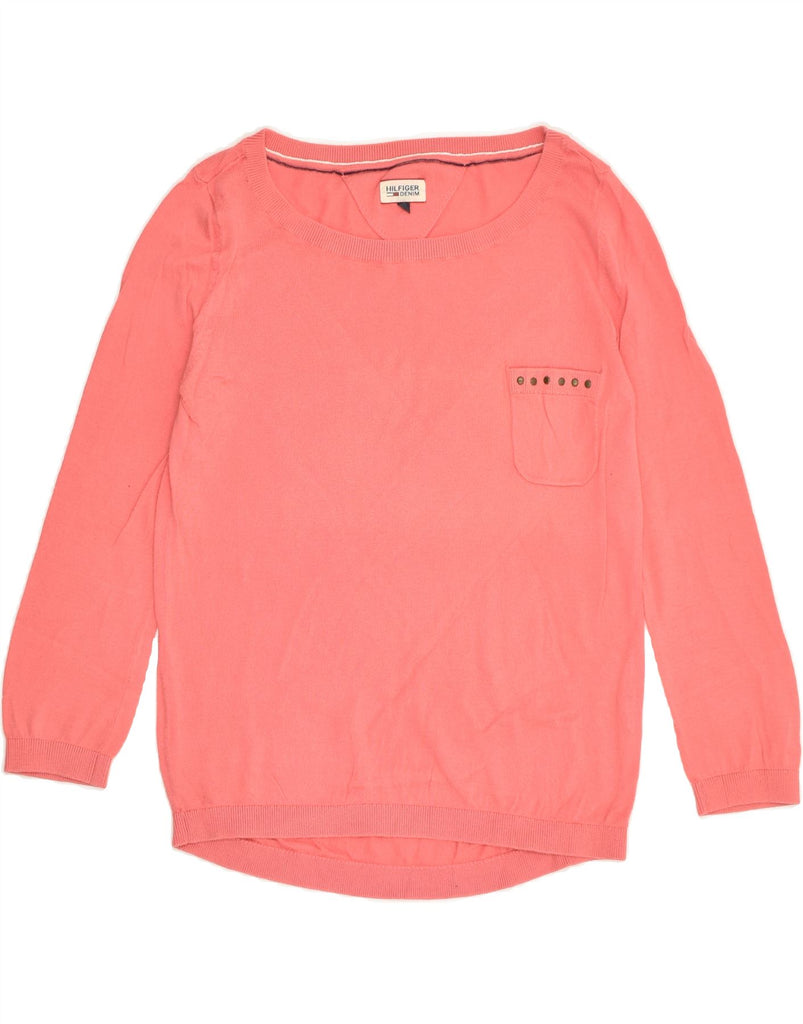 TOMMY HILFIGER Womens Boat Neck Jumper Sweater UK 10 Small Pink | Vintage Tommy Hilfiger | Thrift | Second-Hand Tommy Hilfiger | Used Clothing | Messina Hembry 