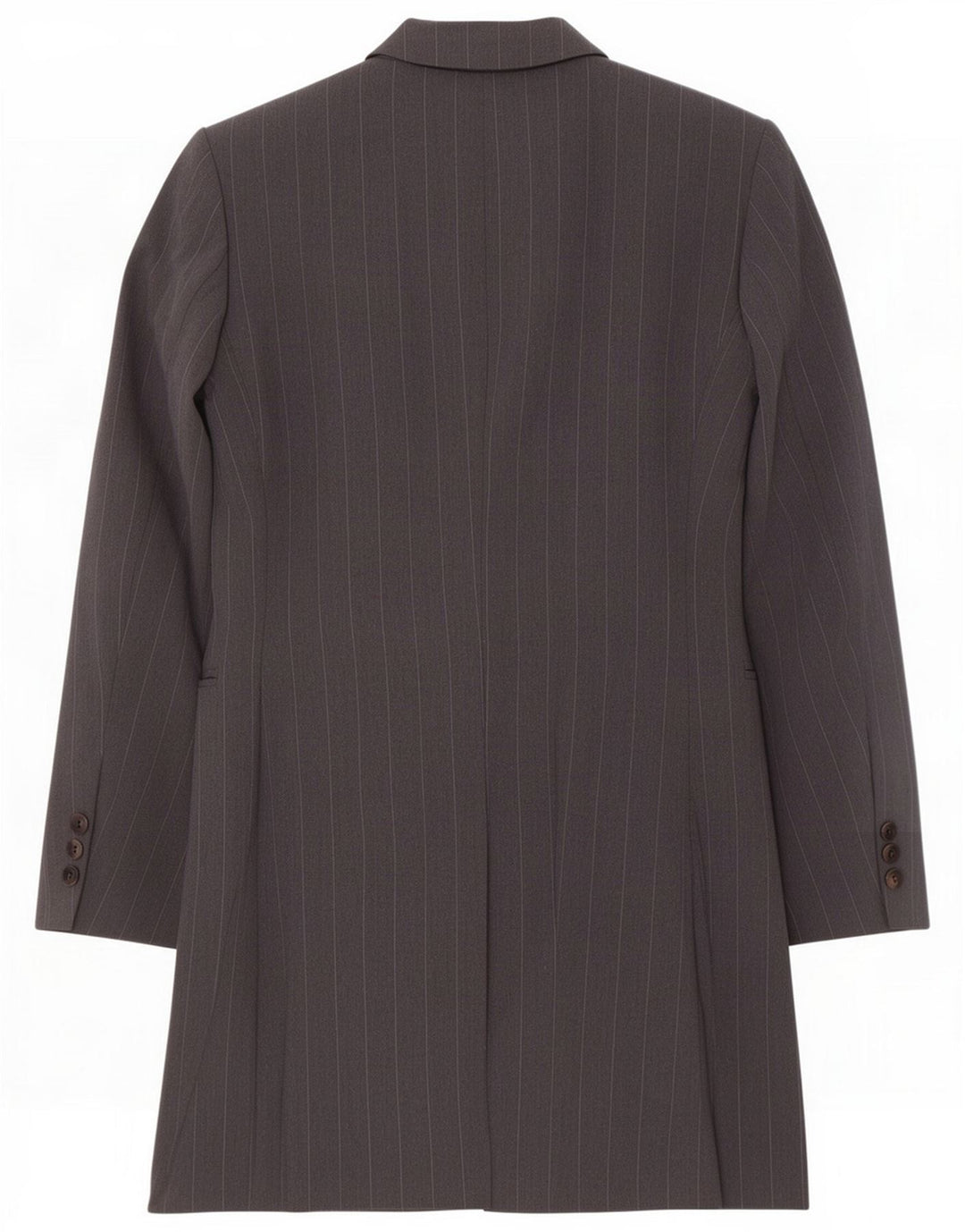 Marks & Spencer Womens Petite Overcoat UK 8 Small Grey Pinstripe Polyester