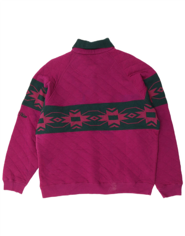 NORTH WESTERN Mens Polo Neck Sweatshirt Jumper Medium Purple Fair Isle