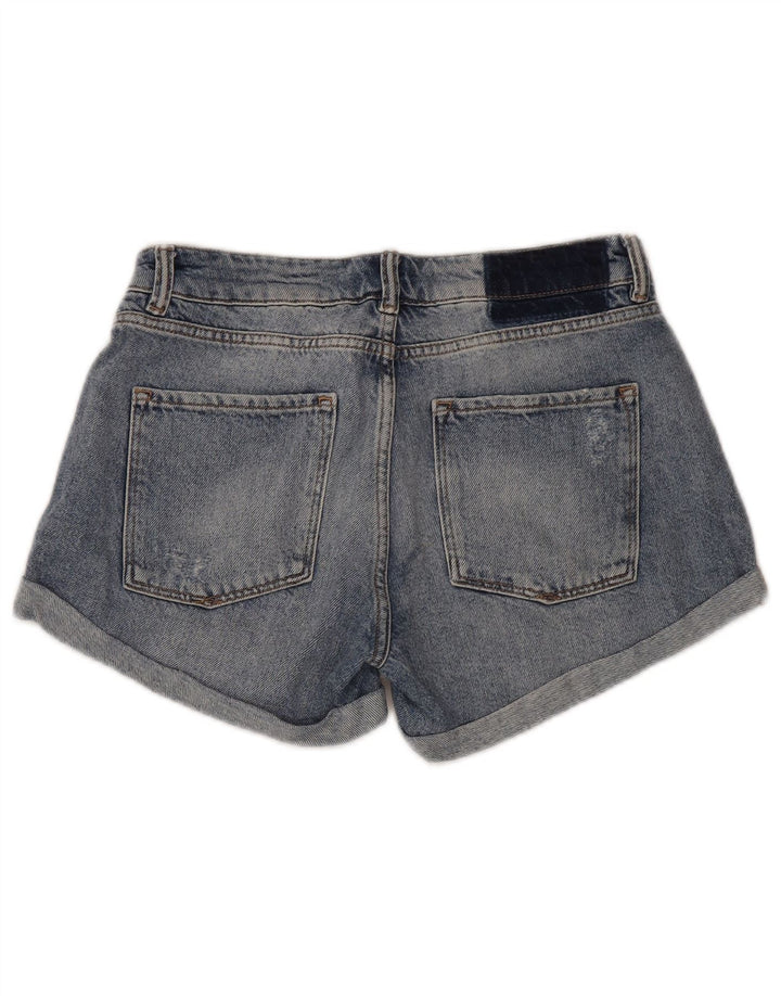 All Saints Womens Distressed Denim Shorts W30 Medium Blue Cotton