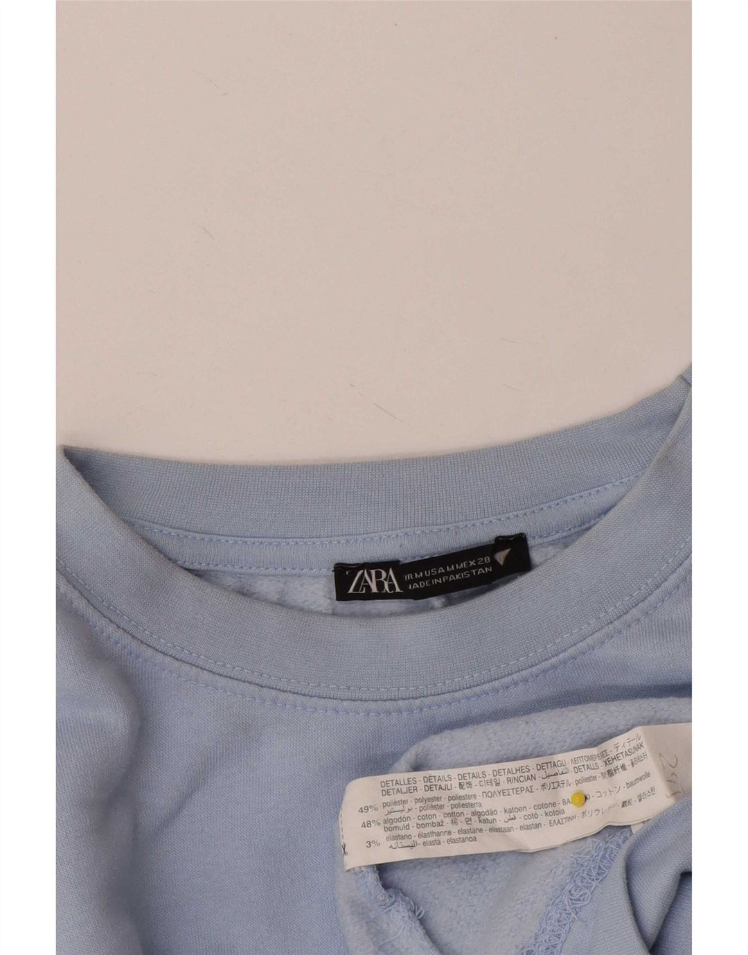 Zara Womens Crop Sweatshirt Jumper UK 14 Medium Blue Polyester