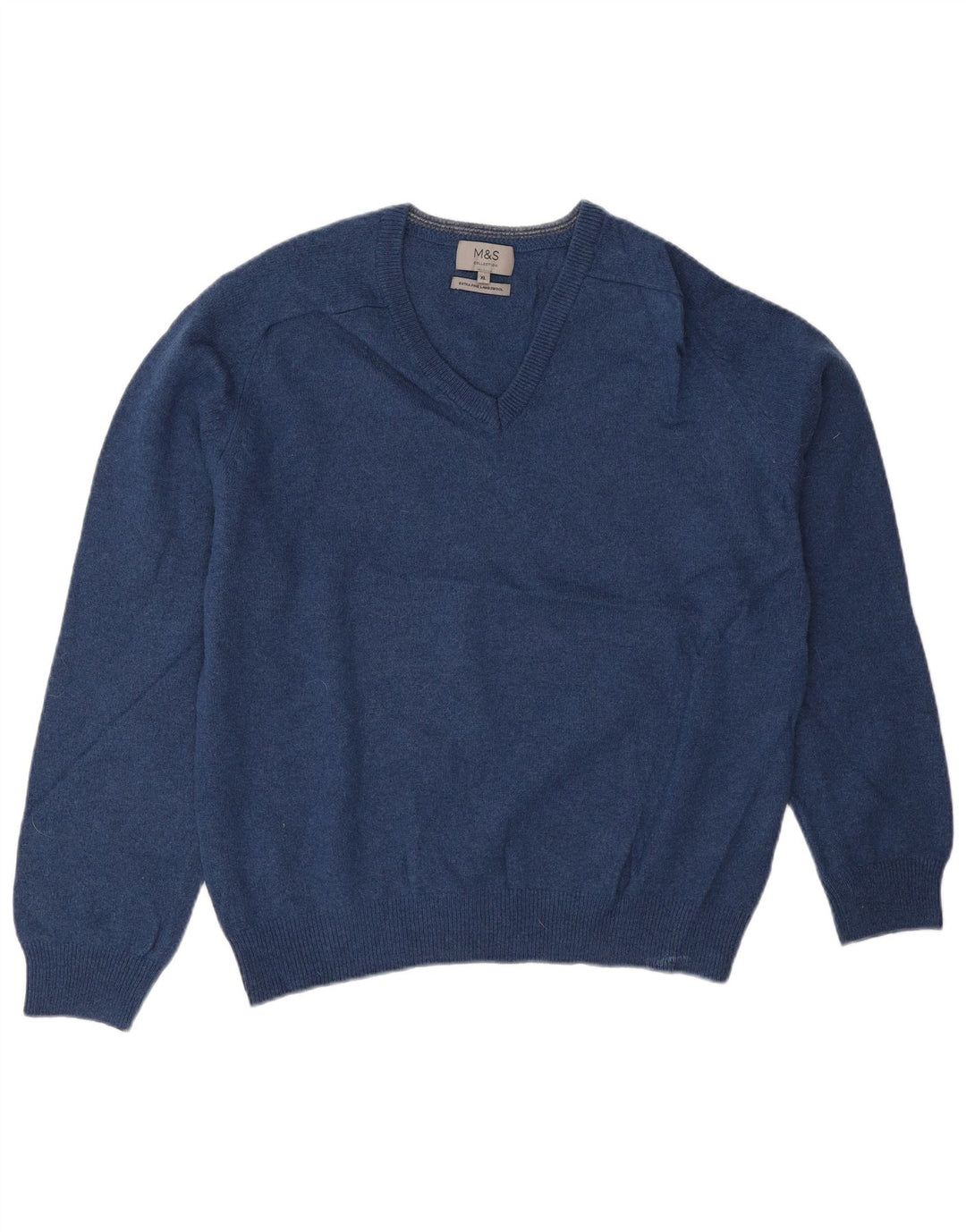 Marks & Spencer Mens V-Neck Jumper Sweater XL Blue Wool