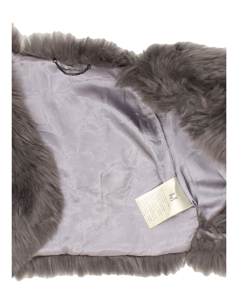 VINTAGE Womens Short Sleeve Faux Fur Bolero Jacket UK 12 Medium Grey | Vintage Vintage | Thrift | Second-Hand Vintage | Used Clothing | Messina Hembry 
