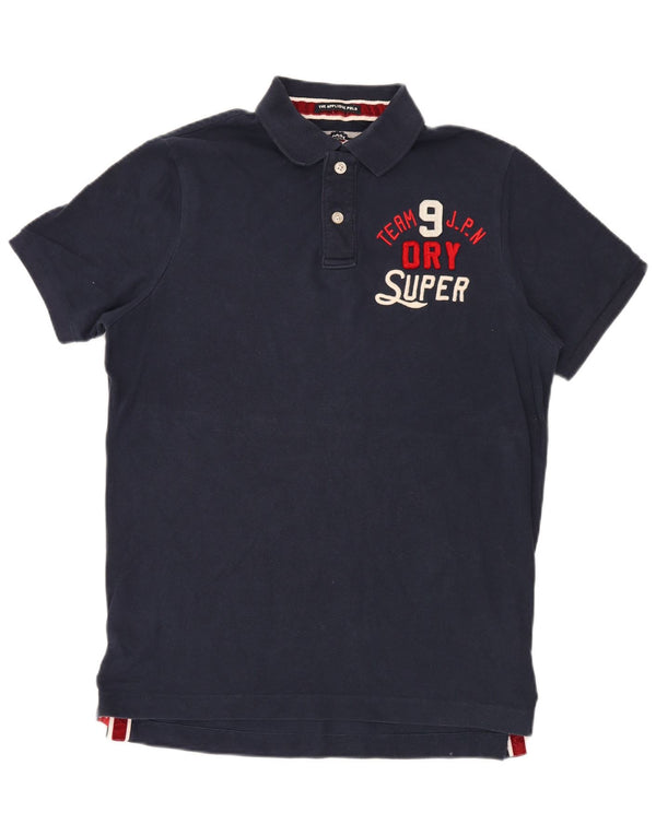 Superdry Mens Graphic Polo Shirt 2XL Navy Blue Cotton