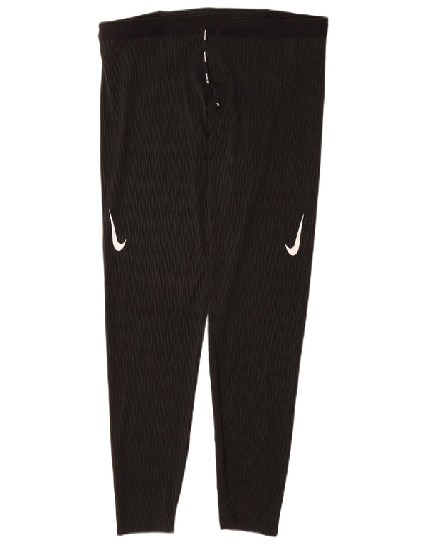 NIKE Womens Dri Fit Leggings UK 18 XL  Black Pinstripe Polyester